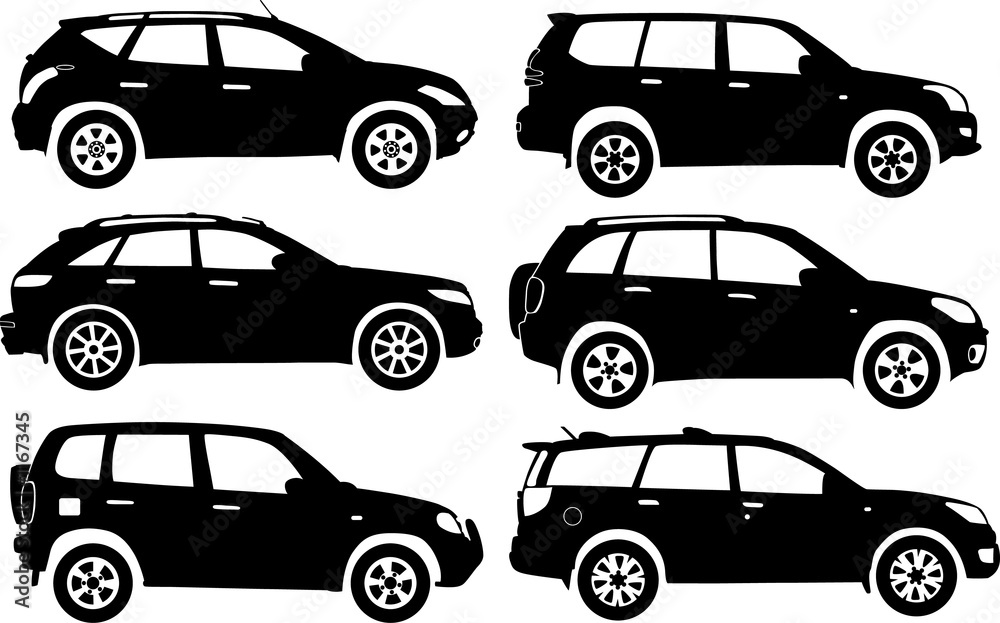 Wall mural silhouette cars, vector