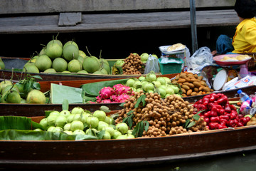 marché flottant thailande