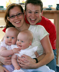 young family with twins