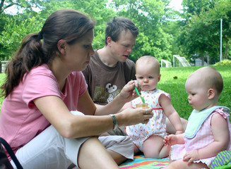 young family at picnic