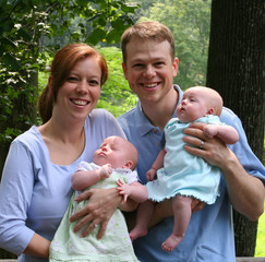 young family with twins