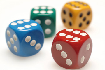 four colored dice