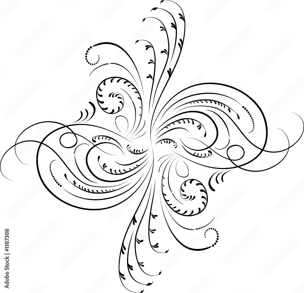 Wall mural element for design, corner flower, vector