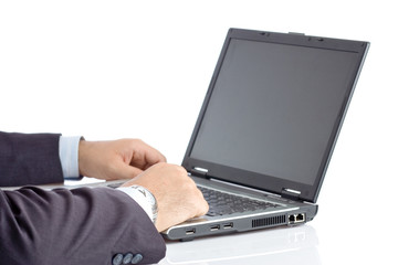 businessman working on a laptop computer