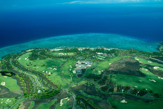 Big Island Aerial Shot - Coastal Golf Course