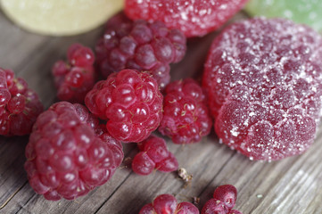 red raspberry with jelly closeup