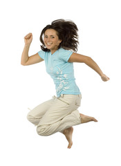jumping happy woman