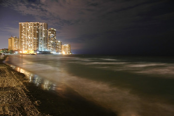 city beach at night