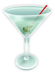 martini glass with olives