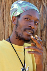 rastafarian smoking marijuana
