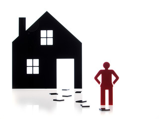 home building sign and one people sign