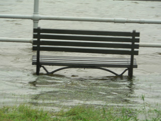 stormy weather - submerged park bench 3