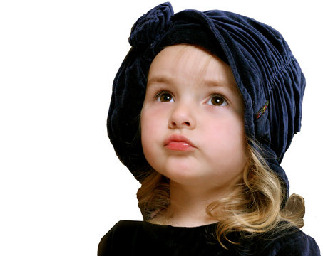  little girl in blue hat
