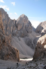 steep descent in the dolomites,italy