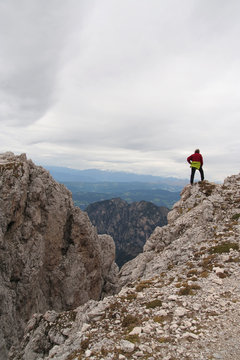 lone man in the dolomites,italy