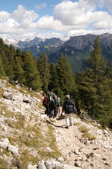 Fototapeta premium trekkers in the dolomites
