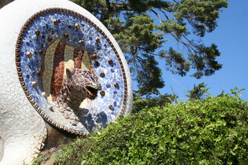 piece of art in guell park.