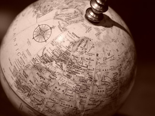 world globe atlantic ocean and europe closeup