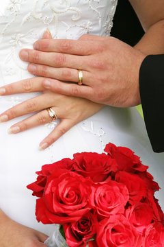 wedding bouquet and hands