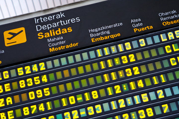 departures board at airport