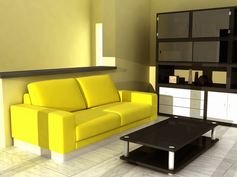 yellow sofà in livingroom