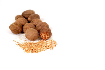 whole and grated nutmeg