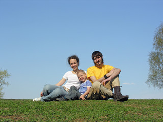 family on grass