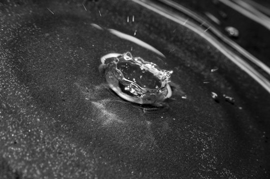 water drop close up on teflon background