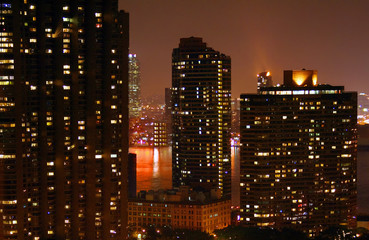 Fototapeta na wymiar kolorowe Panoramę Nowego Jorku na noc