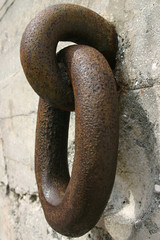 large rusty metal chain link