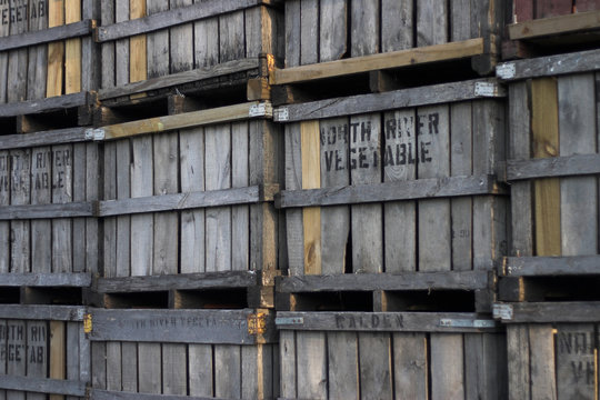 Several Old Wooden Fruit Crates