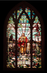 stained glass window with jesus