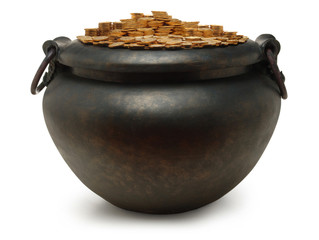 iron kettle filled with gold