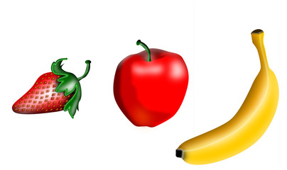 apple strawberry banana yellow red