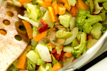 stir fried vegetables on the range