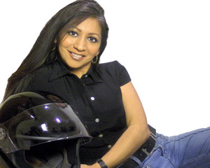 happy latina biker