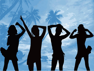 Fototapeta premium dancing silhouettes - illustration