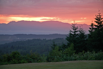 sunset over olympic range