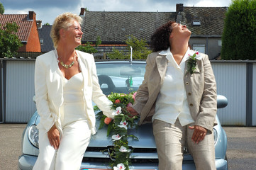 newly wed lesbian couple.