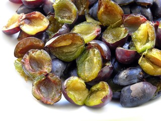 plums cut in halves