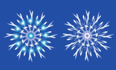 Fototapeta premium two snowflake on blue