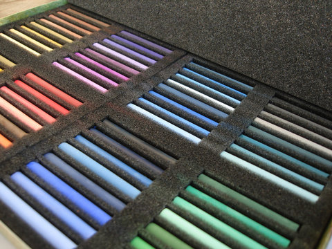 set of color crayon in a box