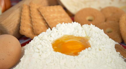 Fototapeta na wymiar egg, flour, biscuits