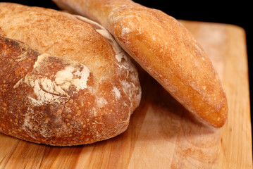 italian and ciabatta loaves of bread