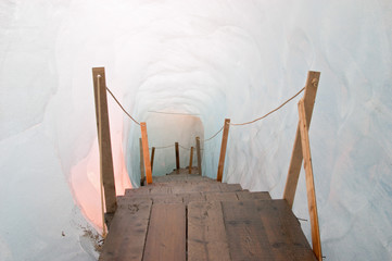 footbridge inside the ice cave