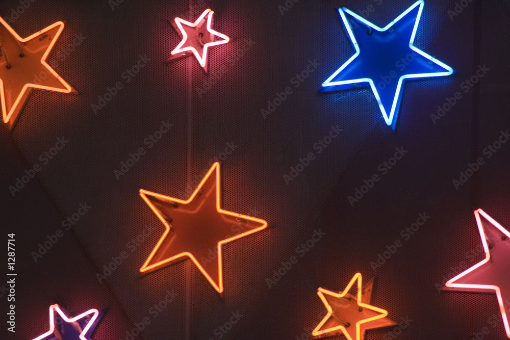 Wall mural star shaped neon lights