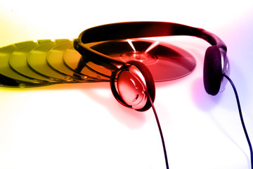 listening to music concept with gradient