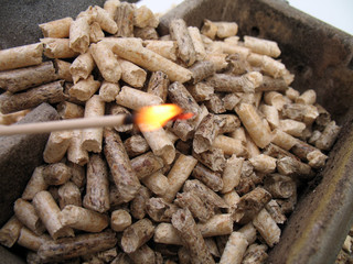 wood pellets and fire