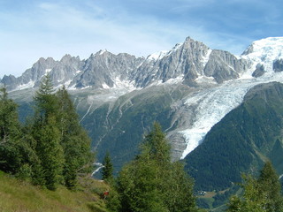 Fototapeta na wymiar glacier des bossons et aiguilles