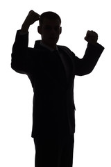 Fototapeta na wymiar silhouette of man with arms up